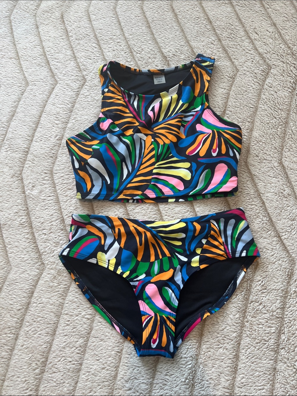 Old Navy Girls' Multicolor Tropical Leaf Two-Piece Swim Set